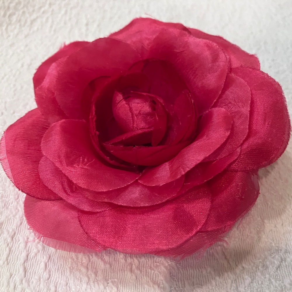 Vintage handmade fabric floral pin from France